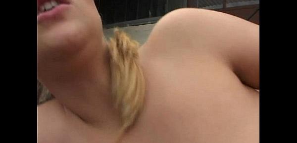  Blonde teen with hot ass banged hard outdoor